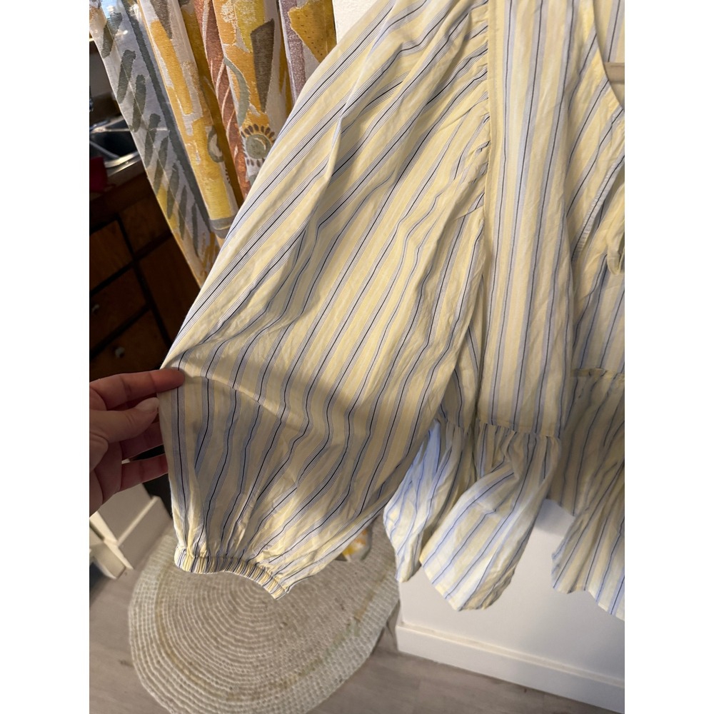 Boii peplum romantic ties open front‎ scandi girl preppy cotton striped MD euc - Picture 3 of 8